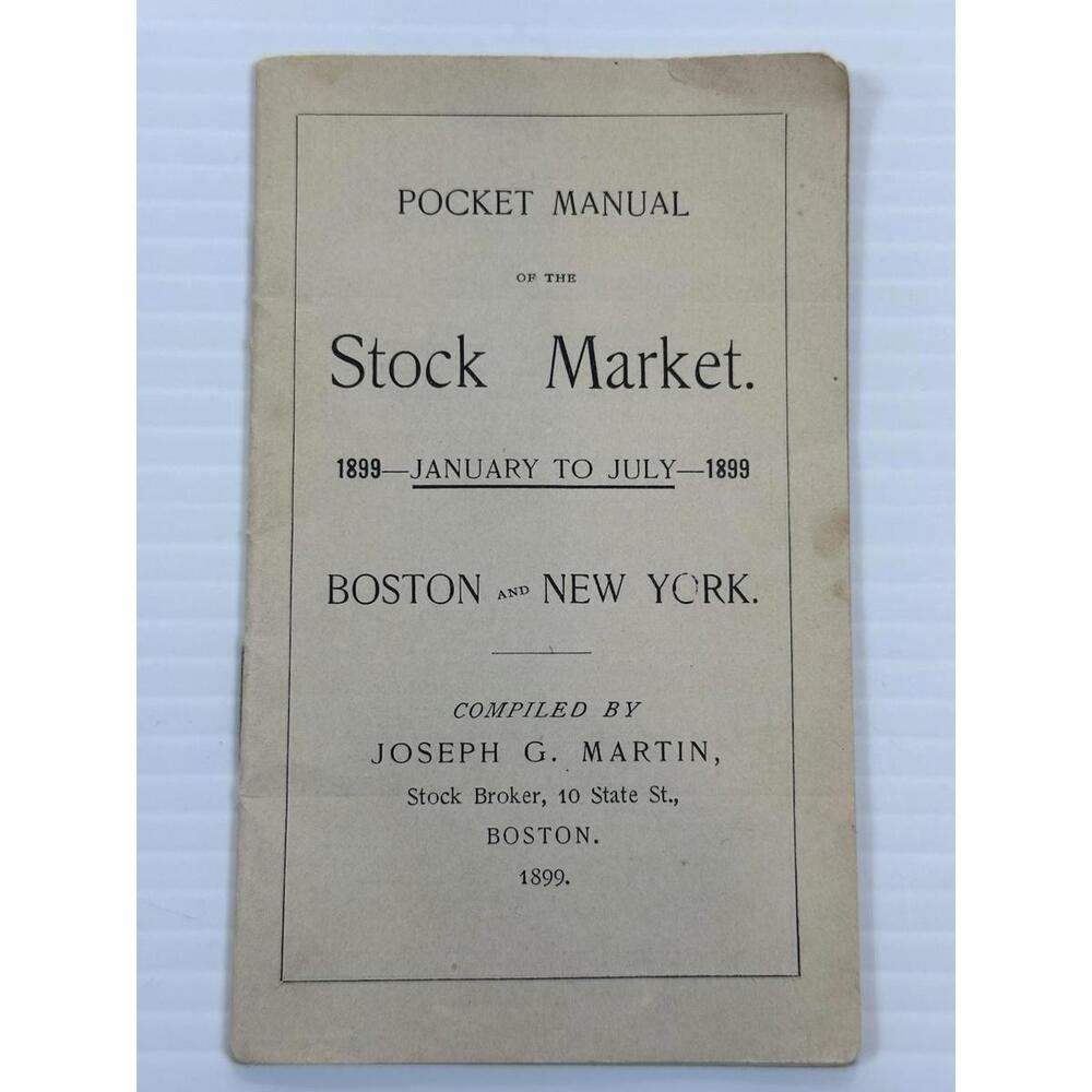 Antique Pocket Manual Of The Stock Market 1899 Boston & New‎ York Wall Street